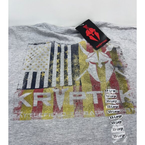 Kryptek Vintage Flag T-Shirt Mens XXL Sport Gray 90% Cotton New W/Tags - Picture 2 of 6